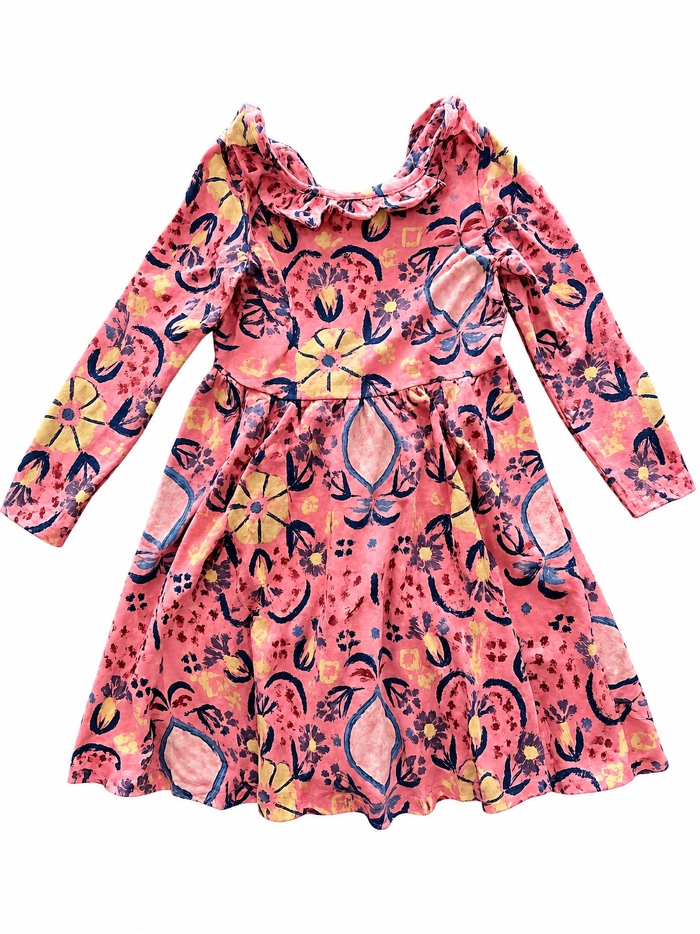 Tea Collection Salmon Pink Floral Long-Sleeve Dress